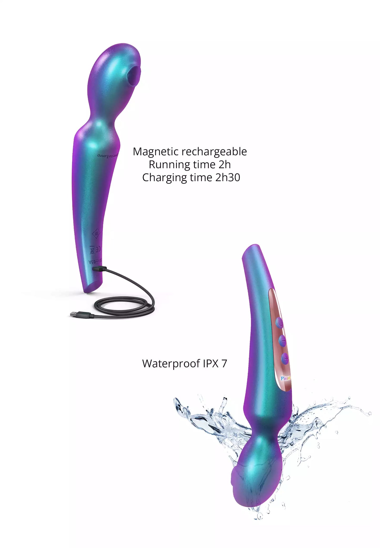 Pleaser - Wand & Stimulateur Clitoridien - Iridescent Turquoise - Love to Love®