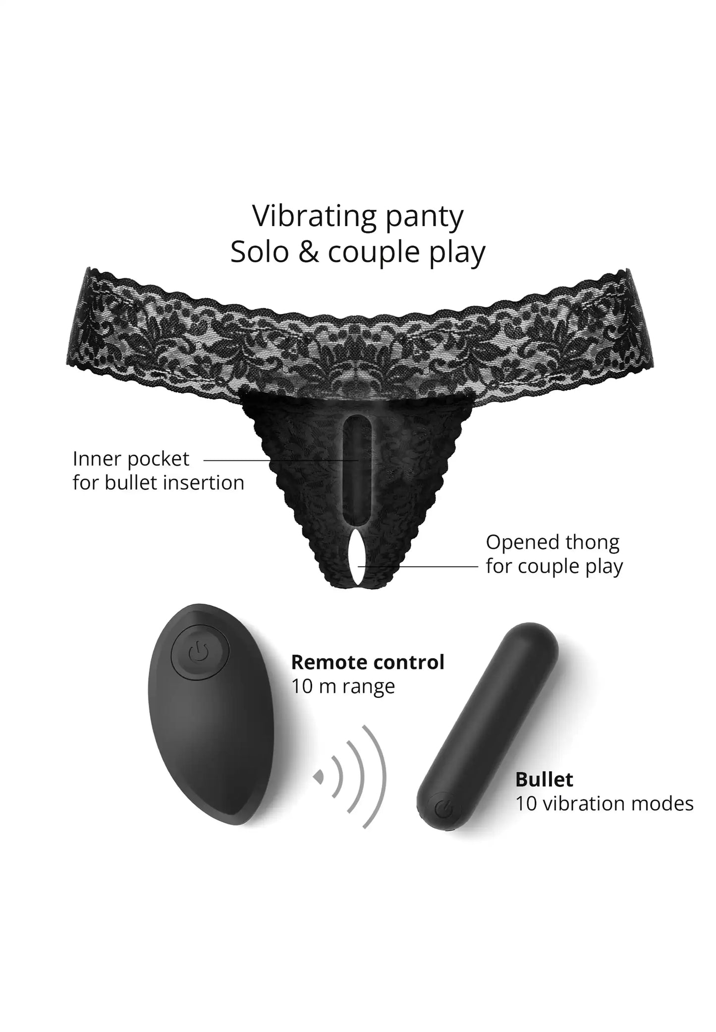 Culotte Vibrante Télécommandé Secret Panty 2 - Black Onyx