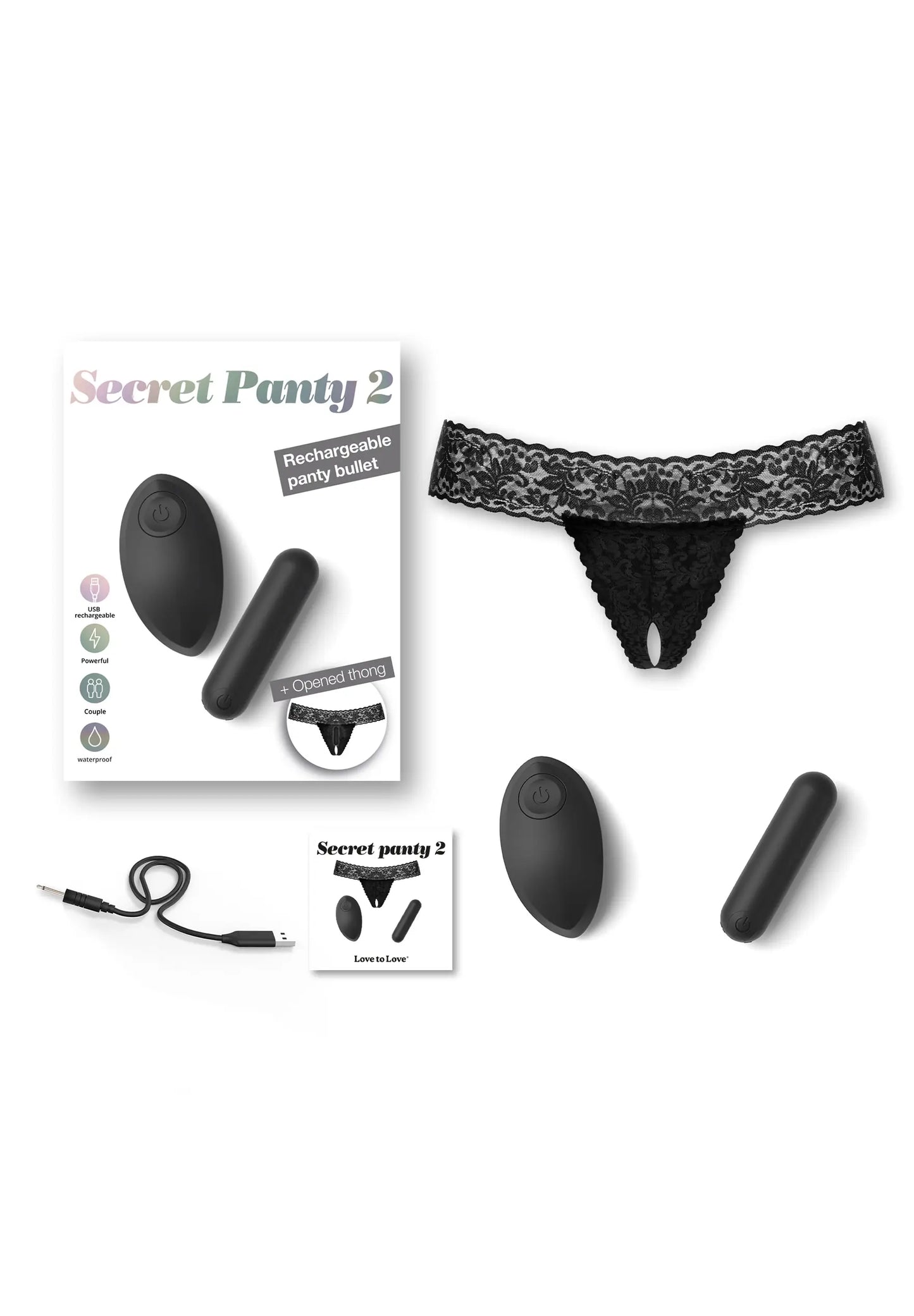 Culotte Vibrante Télécommandé Secret Panty 2 - Black Onyx