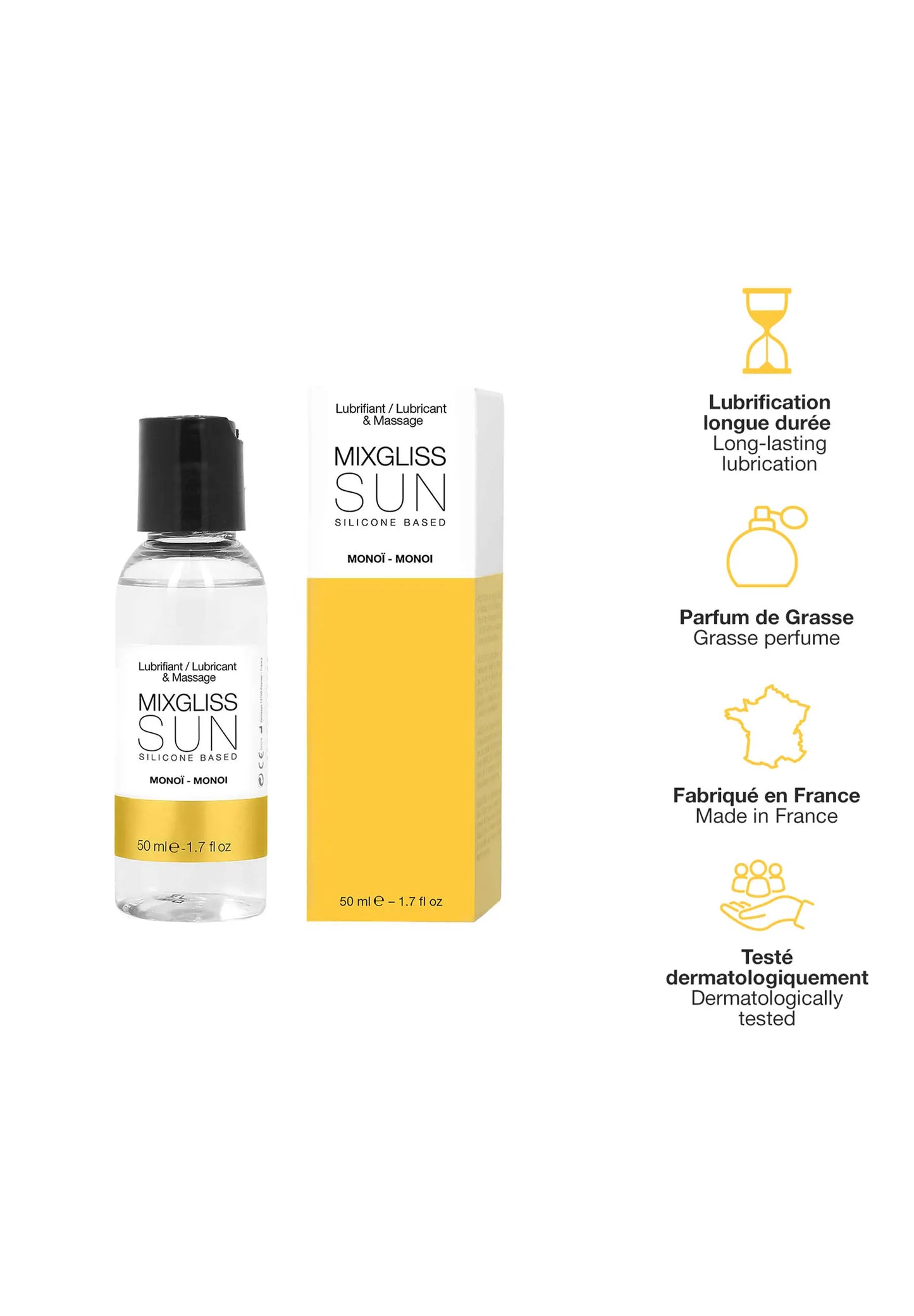 Mixgliss Sun Fluide 2 en 1 Lubrifiant et Massage - Monoï