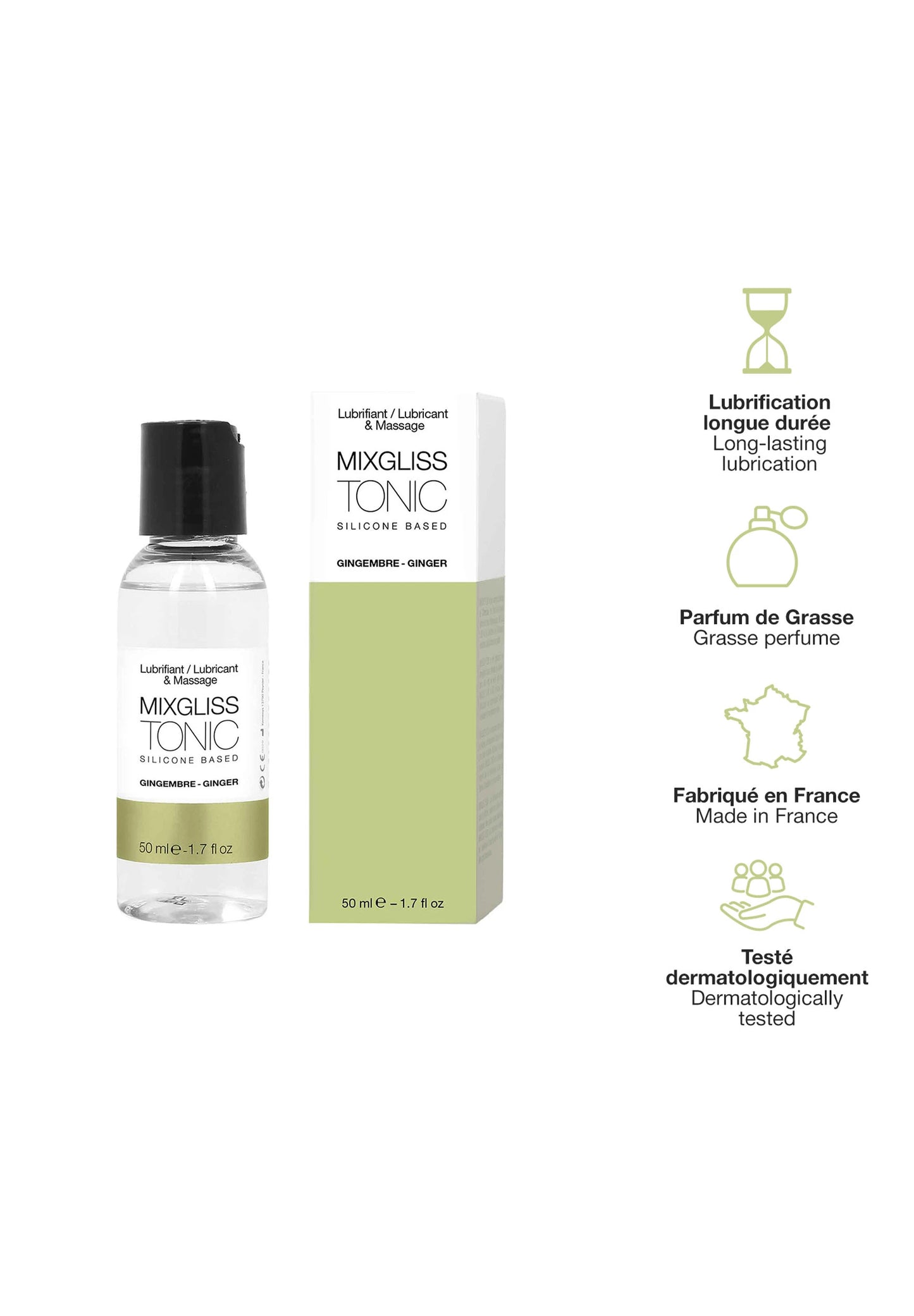 Mixgliss Tonic Fluide 2 en 1 Lubrifiant et Massage - Gingembre